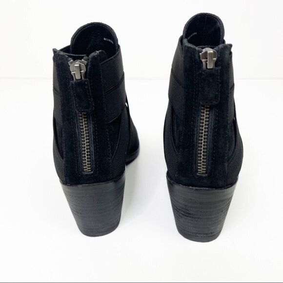 Eileen Fisher Boots Sz 6.5 Suede Black Willis Elastic Cross Straps Ankle Bootie - Picture 10 of 11